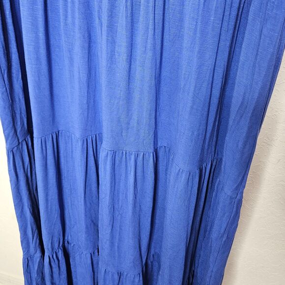 J. Jill‎ Blue Smocked Tiered Maxi Dress  Sleeveless Stretch Glitter Size 2X Plus - Picture 3 of 7